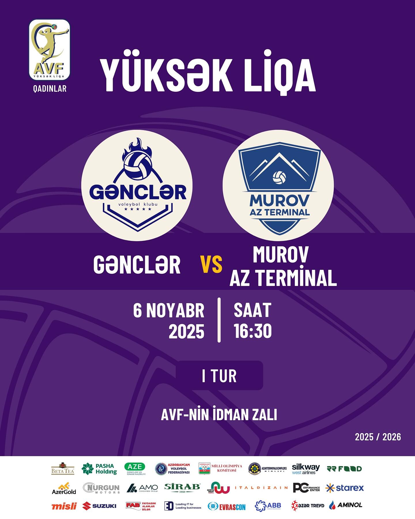 Qadın voleybolçular arasında Yüksək Liqanın I turundan təxirə salınmış oyun keçiriləcək.