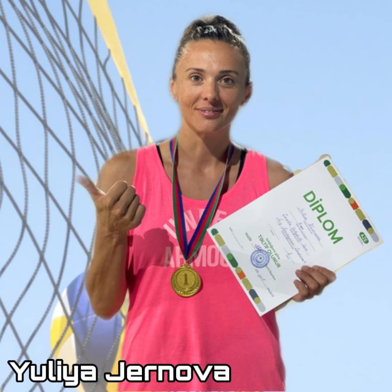 Çimərlik voleybolu üzrə açıq Azərbaycan çempionatının qalibi “Xəzri”nin oyunçusu Yuliya Jernova:
                                  
