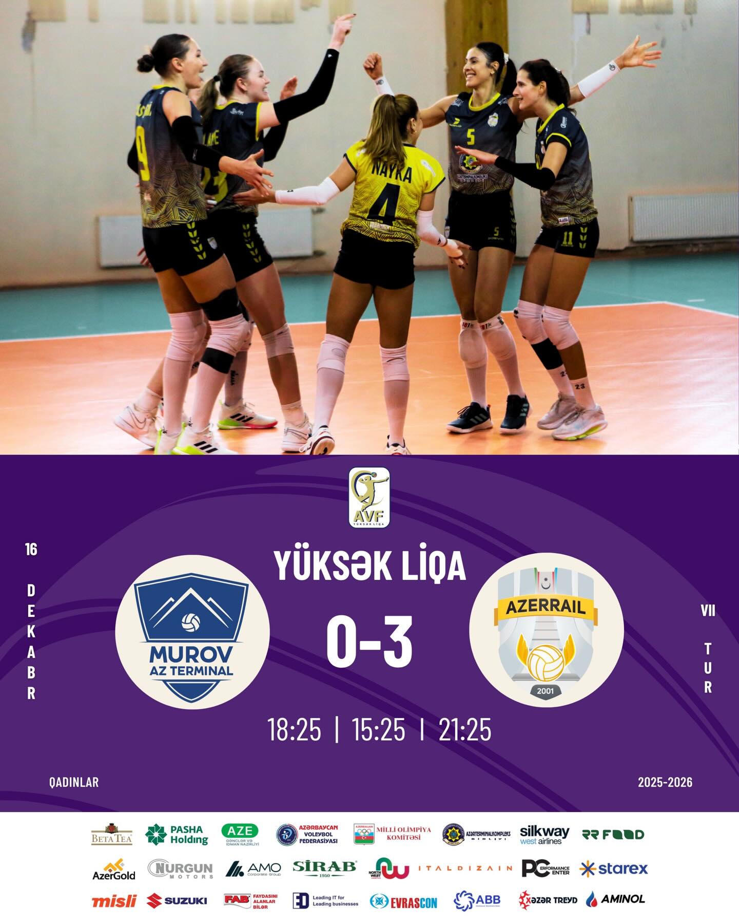 Qadın voleybolçuların Yüksək Liqasında VII turun oyunu keçirilib.